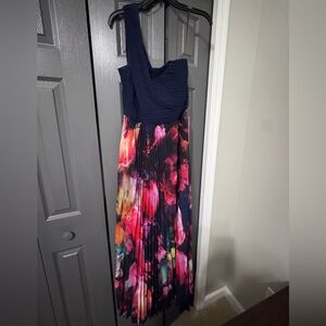 Xscape One Shoulder Pleated Dress